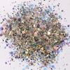 Celebridad de Internet Irregular Mezclado Láser Polvo Brillante Lentejuelas diy Carcasa para Teléfono Móvil Rellena con Arena Movediza Color Mágico Dorado Polvo Glitter para Uñas