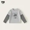Ropa para niños Yingsibo, top de otoño para niñas, camiseta de manga larga para niños de imitación de dos piezas, diseño de dibujos animados, colección de otoño 2026
