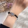 Pulsera Candado de Seguridad de la Suerte de Gran Venta de Douyin para Mujer Diseño Nicho Ins Lujo Accesible Pulsera Candado de Longevidad de Piedra Lunar