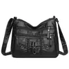 Bolso Cruzado de Cuero Lavado Transfronterizo 2025 Nueva Moda Gran Capacidad Simple Multicapa Un Hombro Cruzado Bolso de Mujer Bolso de Mano