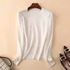 Suéter de punto para mujer otoño e invierno Nuevo Cuello redondo Delgado Sin lana Suéter corto Talla grande Pulóver Camiseta básica Venta al por mayor