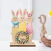 Artesanato de Páscoa para Desktop de Novo Produto Transfronteiriço Enfeites Europeus e Americanos Centro de Mesa de Cozinha Enfeites Decorativos de Madeira de Coelho