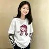 Conjunto de otoño para niña, camiseta de manga larga patchwork, nuevo estilo primavera y otoño 2026, top interior para niñas de talla mediana y grande