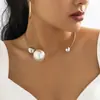 Joyería Transfronteriza Europea y Americana Personalidad Simple Geométrico Asimétrico Collar de Perlas Redondas Sentido de Diseño de Nicho Collar Abierto para Mujer