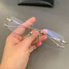 Gafas sin montura de titanio puro, Diseño de cromo, gafas sin montura para hombre y mujer, monturas talladas en oro, gafas sin montura de titanio puro, se pueden graduar