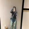 95% Algodón Chic Coreano Rayas Chic Camiseta de Botones Manga Larga para Mujer Principios de Primavera y Otoño Nuevo Elegante Delgado Casual Top