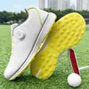 Novos Sapatos de Golfe Masculinos com Travas Fixas e Botões, Impermeáveis, Confortáveis, Respiráveis, Sapatos Esportivos de Golfe para Homens, Transfronteiriços