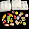 Mini Juguete de Comida Brocheta Pequeña de Fresa Maíz Brocheta de Fruta Hamburguesa Fondant Arcilla Pegamento Pinza Molde de Silicona