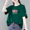 Comercio Electrónico Transfronterizo Comercio Exterior Ropa de Maternidad Liquidación Camiseta de Manga Corta Mujer Holgada Tallas Grandes Camiseta de Manga Media Estampada para Mujer Top Tendencia