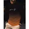 Camiseta de manga comprida estilo americano para esportes ao ar livre masculina 2026, top de manga comprida com estampa digital para fitness