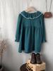 Vestido de Crepé de Doble Capa Oferta de Liquidación Ropa Infantil Vestido de Gasa de Algodón con Encaje en Bloques de Color Cintura Fruncida Falda de Corte A