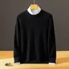 ¡Original de Comercio Exterior! Suéter de cachemira grueso de doble hebra para hombre, suéter grueso de cuello redondo, suéter de lana de manga larga
