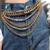 Joias Transfronteiriças Europeias e Americanas, Corrente de Garras de Metal com Strass da Moda, Corrente de Corpo em Camadas com Franjas, Corrente de Cintura Geométrica Versátil para Mulheres