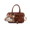 Bolsa Quadrada Pequena de Mão com Textura Tendência Transfronteiriça Bolsa Feminina Outono 2026 Nova Bolsa de Ombro Único com Bolinhas e Laço Bolsa Transversal Tendência