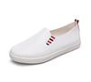 Sapatos Novos de Estudante para Mulheres Primavera/Verão 2025, Sapatos Brancos de Malha Respirável, Sapatos de Couro Slip-On Versátil Estilo Coreano, Personalizáveis