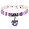 Moda Harajuku Chica Suave Collar de Cuero Láser AliExpress Más Vendido Cinturón para el Cuello de Corazón de Melocotón Collar Corto para la Clavícula de Mujer