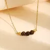 Moda europea y americana transfronteriza nuevo collar de cuentas de piedra ojo de gato de acero inoxidable dorado plateado 8MM joyería para damas venta al por mayor