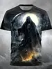 Camiseta Informal Versátil de Moda Tendencia de Alta Calidad con Estampado de Calavera para Hombre de Manga Corta, Transfronteriza Europea y Americana, Nueva 2025