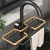 Estante de almacenamiento para grifo de cocina, escurridor de esponjas, escurridor de acero para fregadero, lavavajillas, verduras y bolas de acero.