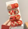 Presilha de Cabelo Vermelha de Pelúcia Festiva de Ano Novo para Meninas, Acessório de Cabelo Doce e Sofisticado para Franja e Cabelo Lateral