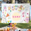 Tela de Fondo para Cumpleaños Infantil Tela Colgante para Banquete de los Cien Días Bandera Sencilla para Fiesta Pared Decorativa de Foto de Dibujos Animados