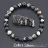 Hintem Venda Quente Pulseira de Pedra Natural 39 Tipos de Pedra Natural Pulseira de Contas Redondas Pedra Rosa Pó Pedra Zebra