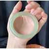 Pulseira de Jade Natural Hetian de Xinjiang em Cor Verde Lago para Mulheres, Estilo Barra Plana, Adequada para Meninas Jovens, Pulseira de Jade Verde Lago