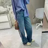 Impresionantes pantalones vaqueros de estilo parisino con cintura alta, efecto adelgazante, sin elasticidad, corte ajustado, pierna recta, diseño de pierna ancha, adecuados para otoño, estilo de mujer H090401