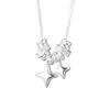 Colar Estrela de Quatro Pontas Cravejado com Diamante em Prata S925 Feminino Simples Moda Luxo Leve Alto Padrão Requintado Versátil Corrente Clavícula 1466G