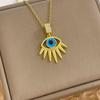 Colgante de ojo de diablo de pavo azul indeleble, collar de acero de titanio, cadena de clavícula de nicho, accesorios chapados en oro y cobre para mujer