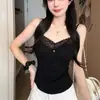 Camisola de verano nuevo estilo, pura y seductora, con ribete de encaje y copas incorporadas, corte ajustado y versátil