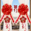Decoração de Quarto de Casamento, Decoração de Sala de Estar, Cortinas, Caractere de Felicidade Dupla, Enfeites de Flores Puxados à Mão, Decorações Pendentes, Fitas, Suprimentos de Casamento para os Quartos da Noiva e do Noivo
