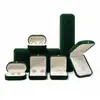 Caja de Anillo de Terciopelo Dorado de Fábrica, Caja de Terciopelo Verde Transfronteriza de Alta Gama para Pendientes, Caja de Embalaje para Joyería al por Mayor en Stock