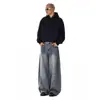 Jeans masculino reto, solto, com lavagem retrô americana, calça casual larga e curva da marca trendy high street cleanfit