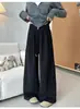Calça Jogger Larga Relaxada Azul Marinho de Perna Larga para Mulheres, Calça Esportiva Retro Americana Levanta Bumbum, Nova Coleção Primavera e Outono 2026