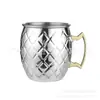 Venta Caliente Transfronteriza Taza de Acero Inoxidable 304 Taza de Moscú Taza con Recubrimiento de Cobre Punto Martillado Taza de Cuerpo Ligero Taza de Vino Taza de Cóctel