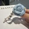 Macaron Camellia Flower Strass Twist Clip Hairpin Novo Estilo Feminino One Word Grab Clip Elegante Meio-Tie Hindhead Hairpin