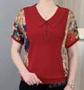 Camisa pequeña de manga corta para madre, estilo occidental, suelta, adelgazante, con cuello de muñeca, costuras en caliente, nueva moda de verano 2024