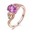 Anel Jin Jiahua Moda Oval Diamante Rosa Turmalina Flor e Folha Aberto Cor Tesouro Folha-shaped Fresco Anel de Diamante