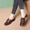 Mules de Moda Cuadrados Vintage para Mujer para Primavera y Verano, Sandalias Versátiles de Piel Suave con Suela Suave y Tacón Grueso