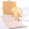 Tarjeta de Felicitación 3D de Cumpleaños Tarjeta de Rueda de la Fortuna Regalo Creativo Hecho a Mano Bendición Infantil Postal Tallada en Papel Venta al por Mayor