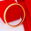 Pulseira Coração Dourada Tendência Estilo Antigo com Sutra do Coração para Mulheres, 9mm, Banhada a Ouro Real 24K, Pulseira Anel Liso com Mantra do Dharma