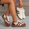 Zapatillas deportivas retro de entrenamiento alemanas para mujer de comercio exterior transfronterizo, nuevas con cordones, bloques de color, puntera redonda, estampado de leopardo, contraste, planas, casual, venta al por mayor