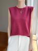 Chaleco de punto sin mangas Andy de terciopelo, nuevo para primavera y verano, cruzado, para mujer, cuello redondo, chaleco de punto versátil, top holgado, fino