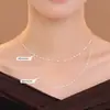 Collar de Labios de Plata de Ley S925 para Mujer Sin Colgante, Cadena Sencilla de Moda, Lujo Accesible y Sentido de Alta Gama, Cadena Sencilla Versátil para la Clavícula