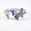 Nuevo Anillo de Mariposa Azul Esmaltado de Lujo y Exquisito con Alto Atractivo Estético, Versátil y Sensación de Gama Alta