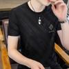 Camiseta de manga corta transpirable de seda helada para hombre de verano tendencia ins moda de lujo ligero transpirable camiseta de media manga top moda