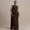 Comercio Exterior Europeo y Americano Primavera Nueva Ropa de Mujer Elegante y con Estilo Vestido de Noche Falda Larga Sexy Ajustado al Cuerpo Vestido sin Espalda con Cintas