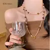 Colar em Camadas com Contas de Vidro Maillard Outono e Inverno Acessórios para Mulheres Nicho Elegante Corrente para Suéter Luxo Acessível Colar de Alta Qualidade