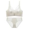 Conjunto de Lencería Sin Costuras para Busto Pequeño, Realzando y Moldeando, Ajustable, Soporte Lateral, Anti-Caída, Diseño Calado Cruzado, Conjunto de Bra de Satén
